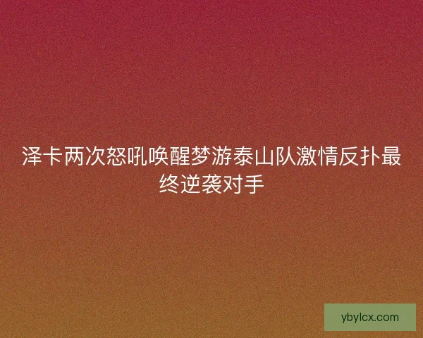 泽卡两次怒吼唤醒梦游泰山队激情反扑最终逆袭对手